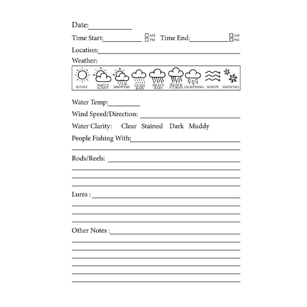 Bass Fishing Blank Journal interior 1